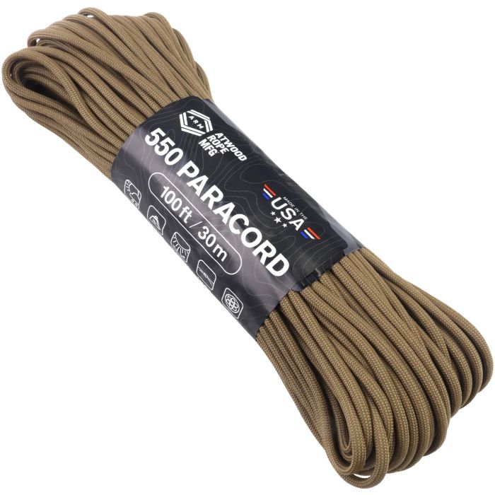アトウッド ロープ (コヨーテ) 7Strand 550 パラシュートコード パラコード 30M ATWOOD ROPE MFG 耐加重250Kg キャンプなどに (サバゲー)