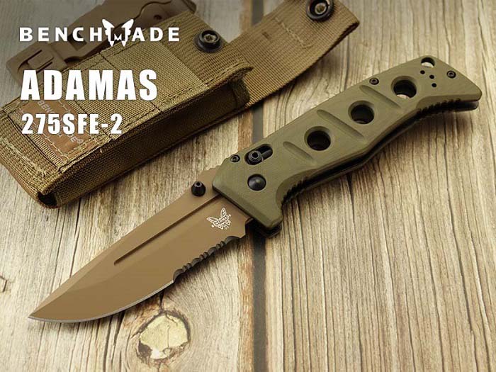 ベンチメイド 275SFE-2 アダマス アース-OD 直波コンビ刃 折り畳みナイフ BENCHMADE Adamas Flat earth coating【日本正規品】