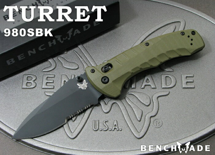 ベンチメイド 980SBK タレット ブラック直波コンビ刃 折り畳みナイフ BENCHMADE Turret【日本正規品】