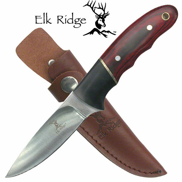 ●● エルクリッジ ER029 ハンター ナイフ 440ステンレス鋼/ パッカーウッド ハンドル Elk Ridge Fixed Knife