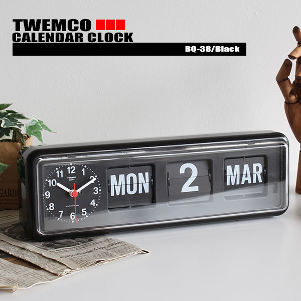 置き時計 掛け時計 カレンダー時計 TWEMCO トゥエンコ BQ-38 パタパタ時計 デジタルカレンダークロック ミッドセンチュリー