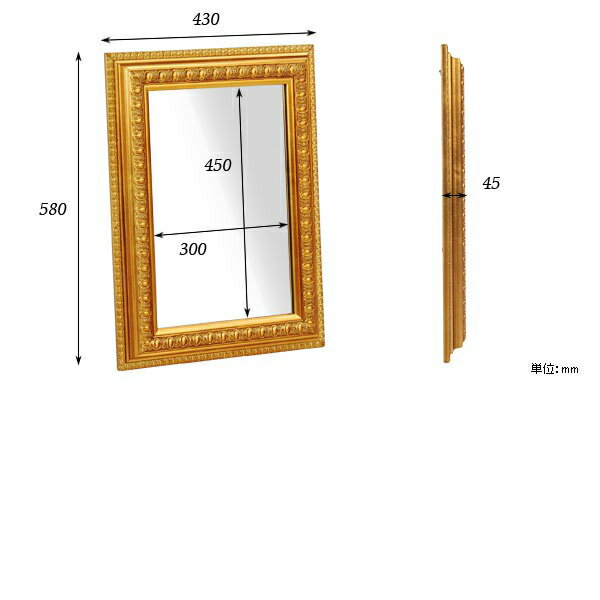 1cmオーダー家具 arne（アーネ）のウォールミラー 横長 賃貸 壁掛けミラー 日本製 かわいい おしゃれ 壁付け 長方形 アンティーク 洗面所 トイレ 洗面台 壁掛け 玄関 ホワイト 石膏ボード 姿見 海外 装飾 ドラマ 掛け鏡 シャンパンゴールド 白 ゴールド 鏡 ミラー 縦置き 壁 ウォール 【幅43cm/高さ58】 ◇｜アングル3
