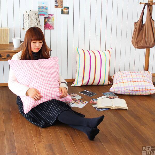 クッション 60×60 おしゃれ ストライプ 大きい 正方形 日本製 ソファクッション 60 子供部屋 中材付き 寝れる 腰痛対策 柄 北欧 チェック 四角 フェザー 背もたれ フロアクッション 中身付き 縞 星 スター ボーダー かわいい 座布団 まくら 枕 【約60×60cm 中綿付き】 △ [3]