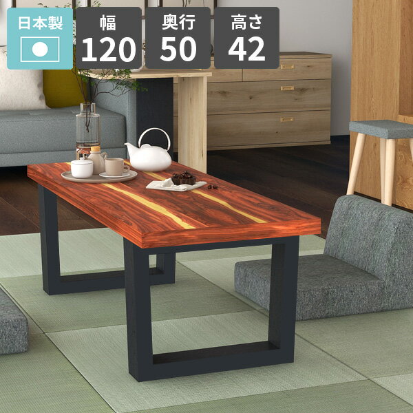 Rakuten - センターテーブル 2人掛け ロータイプ ローテーブル おしゃれ 食事テーブル リビングテーブル 机 作業台 カフェテーブル 幅120cm 天然木突板 ソファーテーブル リビングデスク パソコンデスク 平机 日本製 シンプル 【arnetable/幅120cm奥行50cm高さ42cm/パープルウッド】 △