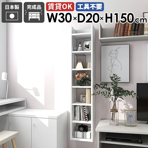 Rakuten - スリムウォールシェルフ ディスプレイラック 壁掛けラック 収納棚 日本製 完成品 壁面収納 すきま収納 北欧 モダン カフェ オフィス キッチン リビング ダイニング 飾り棚 子供部屋 玄関 省スペース 取付 おしゃれ シェルフ 【Miraiウォールラックスキマ 3020150 nail】 ☆