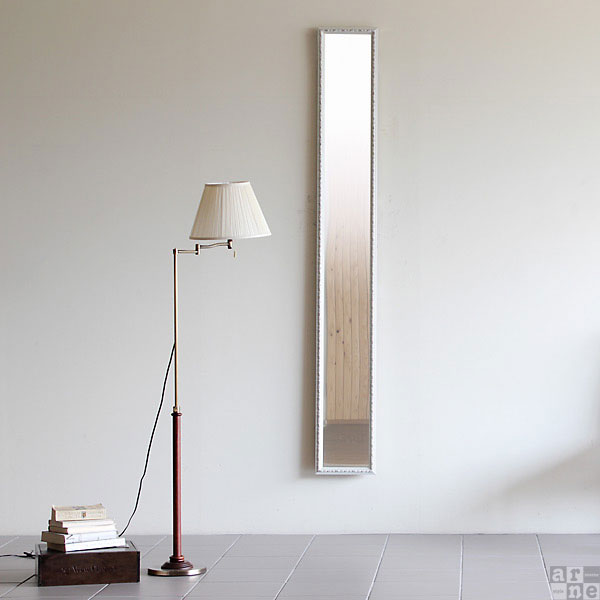 鏡 全身 スタンド スタンドミラー 日本製 玄関鏡 全身鏡 ロココ調 大きい鏡 ウォールミラー おしゃれ ミラー 額縁 全身ミラー 壁 アンテーク調 大型 姿見 壁掛け 賃貸 スリムミラー 美容院 アンティーク シャビー 壁掛けミラー 壁掛け鏡 ホワイト 白 幅25cm 高さ185cm ◎ [3]