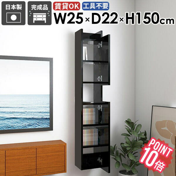 壁掛けシェルフ 壁掛けラック 玄関 リビング カフェ 完成品 モダン すきま収納 洗面所収納 北欧 おしゃれ 隠す収納 収納棚 浮かせる収納 子供部屋 ダイニング 壁面収納 キッチン 石膏ボード 省スペース オフィス MiraiウォールラックスキマDX 2520150 Black ☆