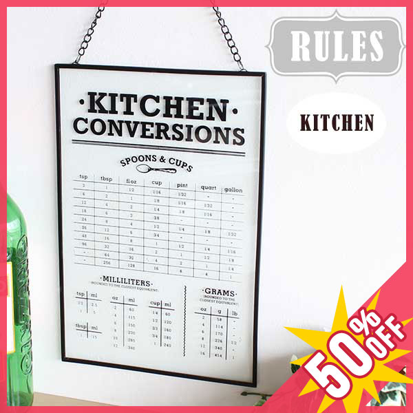 【50%OFF】ボード ルールズ キッチン THE RULES KITCHEN スタイリッシュ シンプル ガラス おしゃれ インテリア 壁 ウォール デコレーション チェーン プレゼント ギフト【SF】