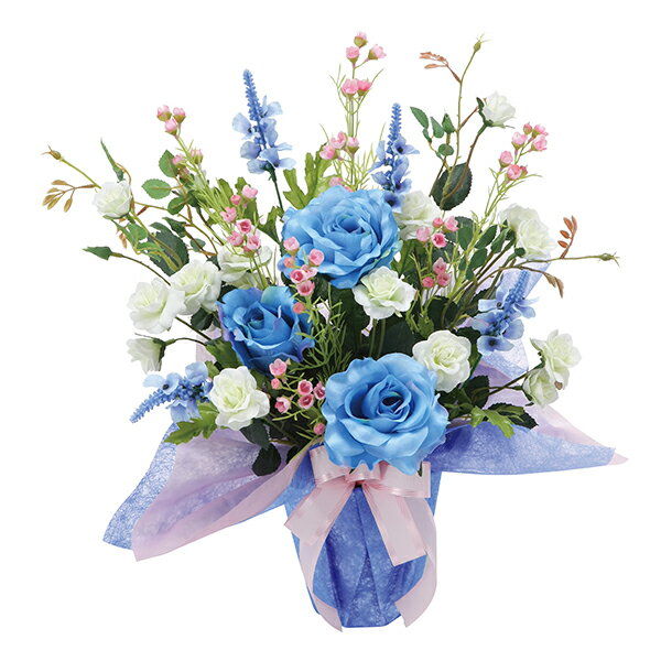 観葉植物 造花 光触媒 アートフラワー フェイク フラワー 人工植物 おしゃれ 玄関 リビング ブルー バラ