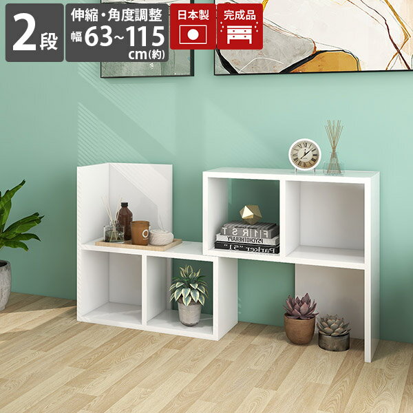 本棚 ディスプレイラック ホワイト 国産 オープン 飾り棚 オープンラック 白 完成品 A4 2段 オープンシェルフ カラーボックス ディスプレイシェルフ 収納 オープンボックス 低い