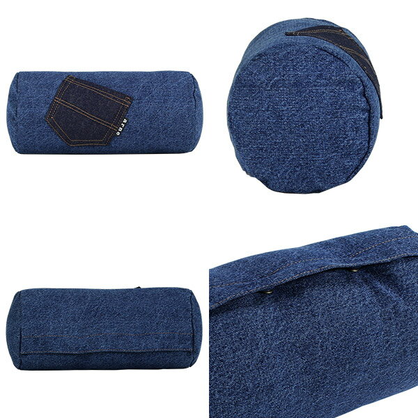 筒型クッション デニム 中材入り 日本製 癒し 30cm 無地 ポケット 筒形 クッション 丸 インテリアクッション 中身 車 かわいい 長方形 枕 ブラック 椅子 青 円 ブルー まくら お昼寝 ごろ寝 interior cushion bolster pocket 15R×30 デニム生地 》 [3]