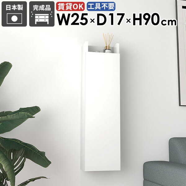 樂天商城 - ウォールラック 壁掛けシェルフ 省スペース キッチン収納 完成品 スリム 隙間収納 石膏ボード モダン オープンラック 洗面所 幅25cm ウォールキャビネット 壁掛け カフェ おしゃれ トイレ収納 玄関 吊り戸棚 奥行き17cm 【MiraiウォールラックスキマDX 251790 Nail】 ★