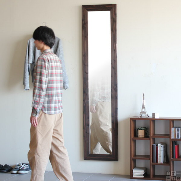 鏡 壁掛け 日本製 全身 全身鏡 アンティーク 大きい 全身ミラー 大型 ミラー 壁掛け鏡 木製 壁掛けミラー ウォールミラー スタンドミラー 姿見 ダンス 飛散防止 木枠 おしゃれ スタンド ワイド 北欧 姫 壁 全身姿見 天然木 賃貸 全身かがみ ダークブラウン SM3018 ▽ [2]