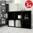 オープンラック 奥行30cm 2段 本棚 カラーボックス a4 ディスプレイラック 文庫本 6マス 横長 低い ロータイプ 低め 黒 ブラック コミックラック 完成品 隙間 本箱 文庫 ラック 棚 小さい 2段ボックス ローボード 収納 日本製 飾り棚 漫画 リビング収納 3×2/D30-black ☆