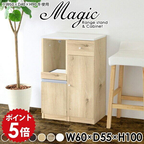Sink Side Racks - キッチン収納 スリム 食器棚 幅60 一人暮らし レンジ台 60幅 キッチン 収納 パントリー キッチンカウンター 60センチ ミニ 隙間収納 すきま収納 隙間 キャビネット レンジボード おしゃれ レンジラック すきま 扉付き 扉付き棚 【幅60 奥行55 高さ100cm RC 木目】 ☆