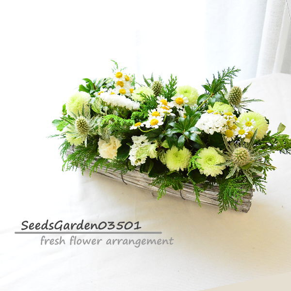 バレンタイン ホワイトデー 土日発送 花 ギフト 横長 生花 フラワーアレンジメント 14時まで 当日出荷 送料無料 プレゼント誕生日 結婚祝い 記念日 お見舞 送別 新築祝い おしゃれ ウエディング テーブル装花 御祝 出産 お供え SeedsGarden