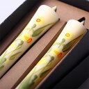 四季の花ろうそく 10cm 2本入【水仙】 / 全19種 スイセン 手描き 越後 新潟県 蝋燭 和柄 絵ろうそく 小池ろうそく店 メール便