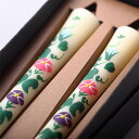 四季の花ろうそく 10cm 2本入【朝顔】 / 全19種 アサガオ 手描き 越後 新潟県 蝋燭 和柄 絵ろうそく 小池ろうそく店 メール便