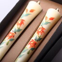四季の花ろうそく 10cm 2本入【ゆり】 / 全19種 百合 手描き 越後 新潟県 蝋燭 和柄 絵ろうそく 小池ろうそく店 メール便