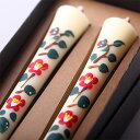 四季の花ろうそく 10cm 2本入【椿】 / 全19種 ツバキ 手描き 越後 新潟県 蝋燭 和柄 絵ろうそく 小池ろうそく店 メール便