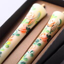 四季の花ろうそく 10cm 2本入【バラ】 / 全19種 薔薇 手描き 越後 新潟県 蝋燭 和柄 絵ろうそく 小池ろうそく店 メール便