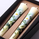 四季の花ろうそく 10cm 2本入【しゃくやく】 / 全19種 芍薬 手描き 越後 新潟県 蝋燭 和柄 絵ろうそく 小池ろうそく店 メール便