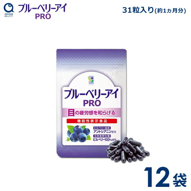 わかさ生活 ブルーベリーアイPRO 12袋セット（1袋31粒入り） 約12ヵ月分 サプリメント ビルベリー ルテイン アントシアニン サプリ 機能性表示食品