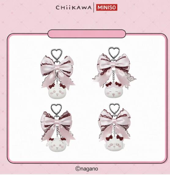 Chiikawa MINISO Overseas Limited Ribbon Smartphone Strap 3D Character Chain Chiikawa Rabbit Hachiware Momonga 2026 New Release: Chiikawa Usagi Hachiware Mascot - Momonga