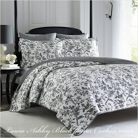 LAURAASHLEYローラアシュレイブラックフラワーキルトデラックスクッションカバー65x65cm(2個セット)