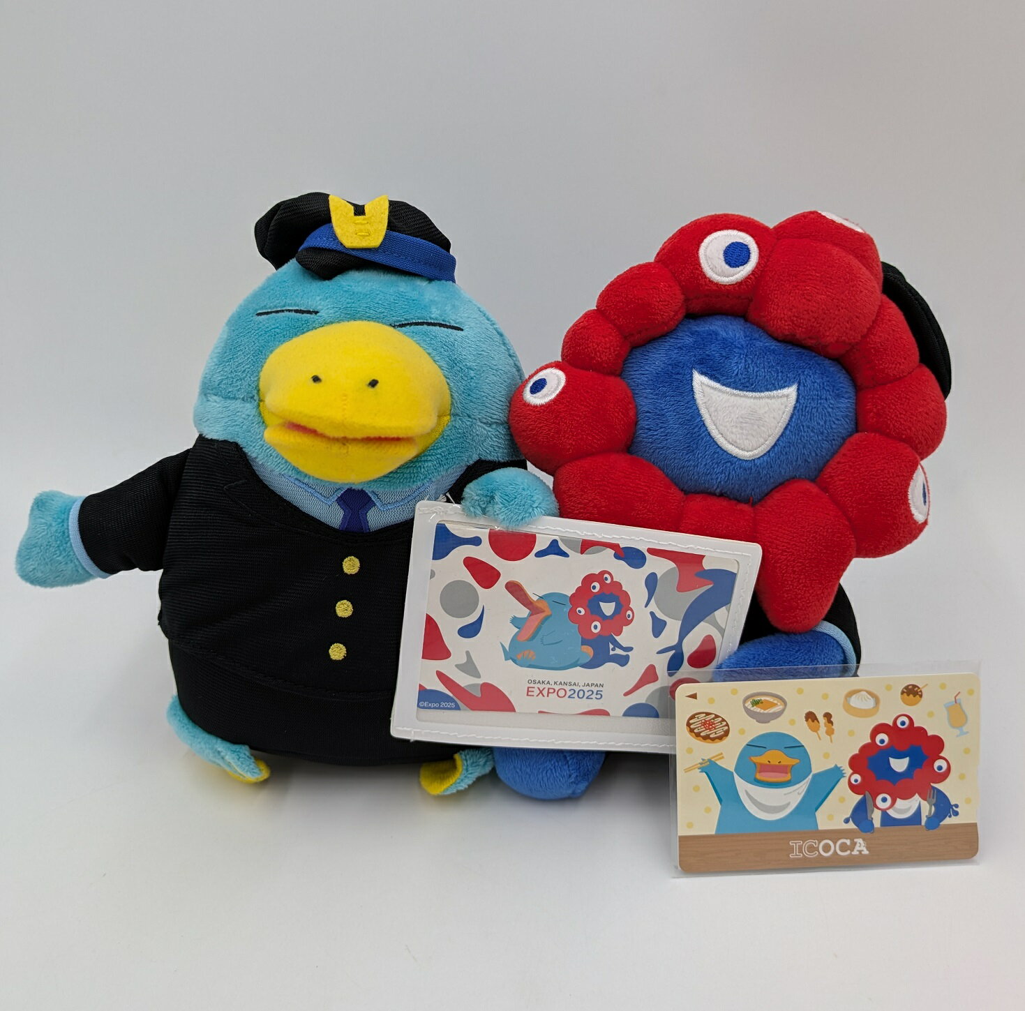 万博記念ICOCA ＋ カードケース付きイコちゃん・ミャクミャク駅員さんぬいぐるみ 【限定5,000セット】のサムネイル