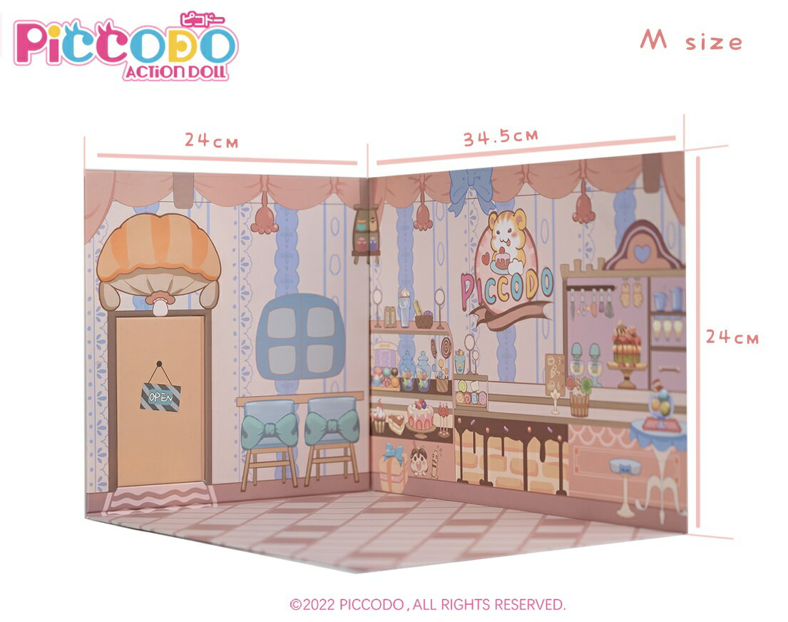 PICCODO ACTION DOLL 展示用背景ボード ケーキ屋 