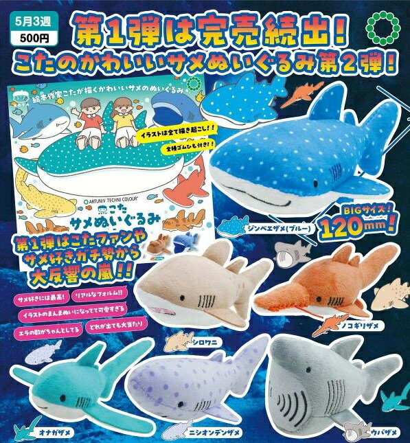 【5月発売予定】 ATC こた サメぬいぐるみ2 【全6種セット】 ※仮予約※