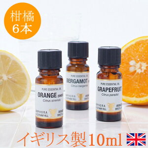 柑橘のアロマオイル セット 10ml×6本 オレンジ グレープフルーツ ベルガモット マンダリン レモン レモングラス 送料無料