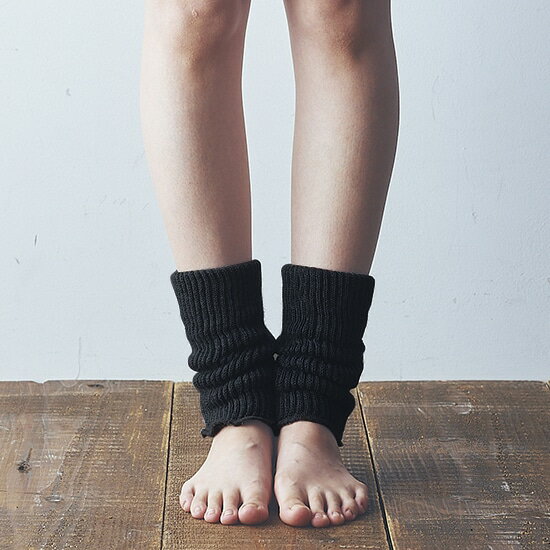 ライブコットン シルク＆ウール 二重織足首ウォーマー ブラック 冷え性・冷え取り 妊活に