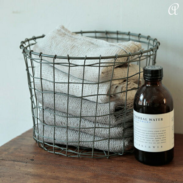 かご 収納 ラウンドポット カゴ 丸型 fog linen work フォグ リネン ワーク アイアン ワイヤー ランド..
