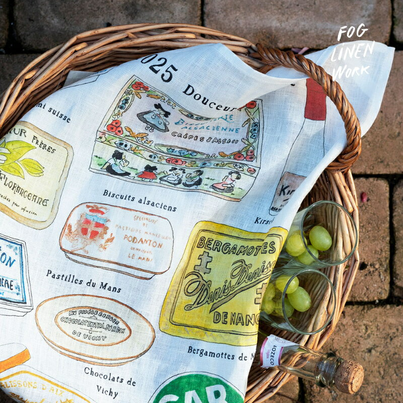 【楽天スーパーSALE全商品P10倍】クリスマス プレゼント 2025 カレンダー リネン イザベル ボワノ フランスのお菓子の箱 イラスト おしゃれ キッチンクロスとしても fog linen work フォグリネンワーク ギフト プレゼント メール便