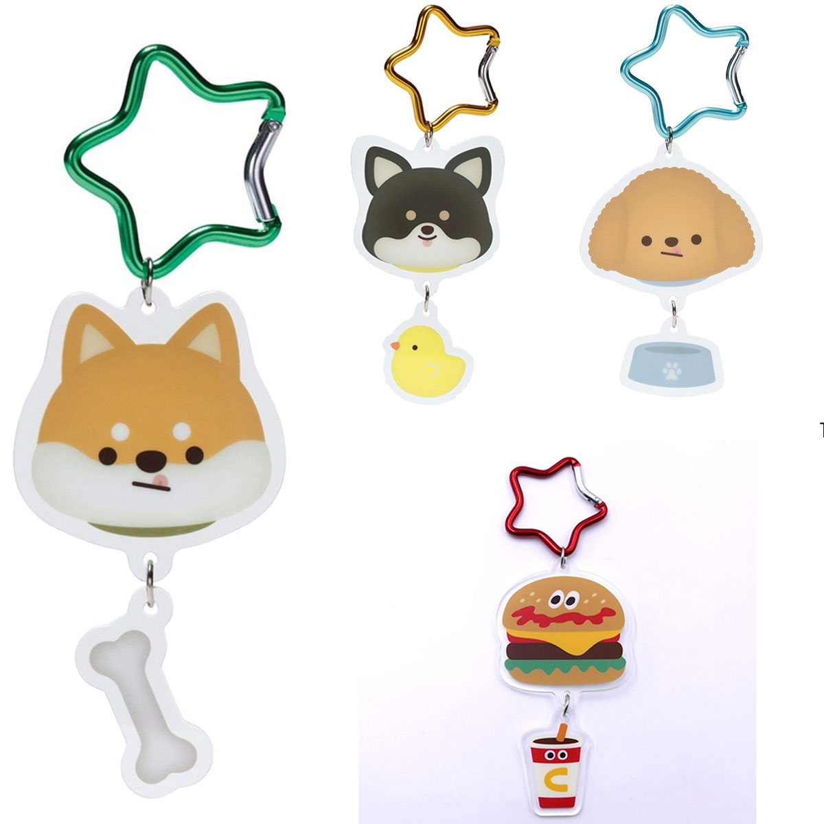 アクリルキーホルダー カラビナ付 かわいい 動物 小学生 女の子 ファッション メール便 ZCAKH1 柴犬 チワワ スケーター