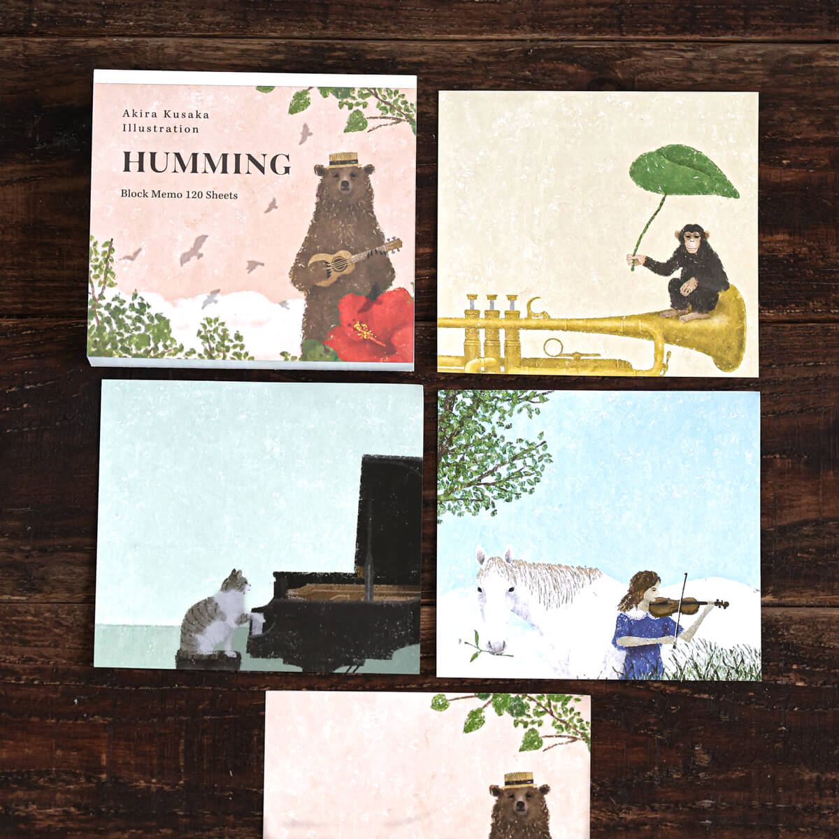 日下明 ブロックメモ HUMMING メモ帳【cozyca products】 動物 風景 自然 かわいい イラスト おしゃれ 表現社 女性 メール便