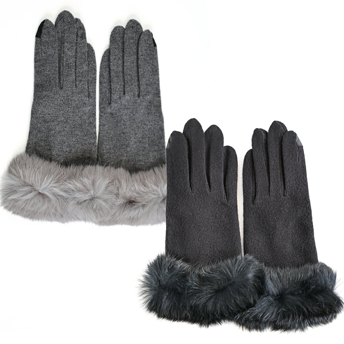 ラビットファージャージー手袋 タッチパネル対応 レディース ファッション雑貨 冬 送料無料