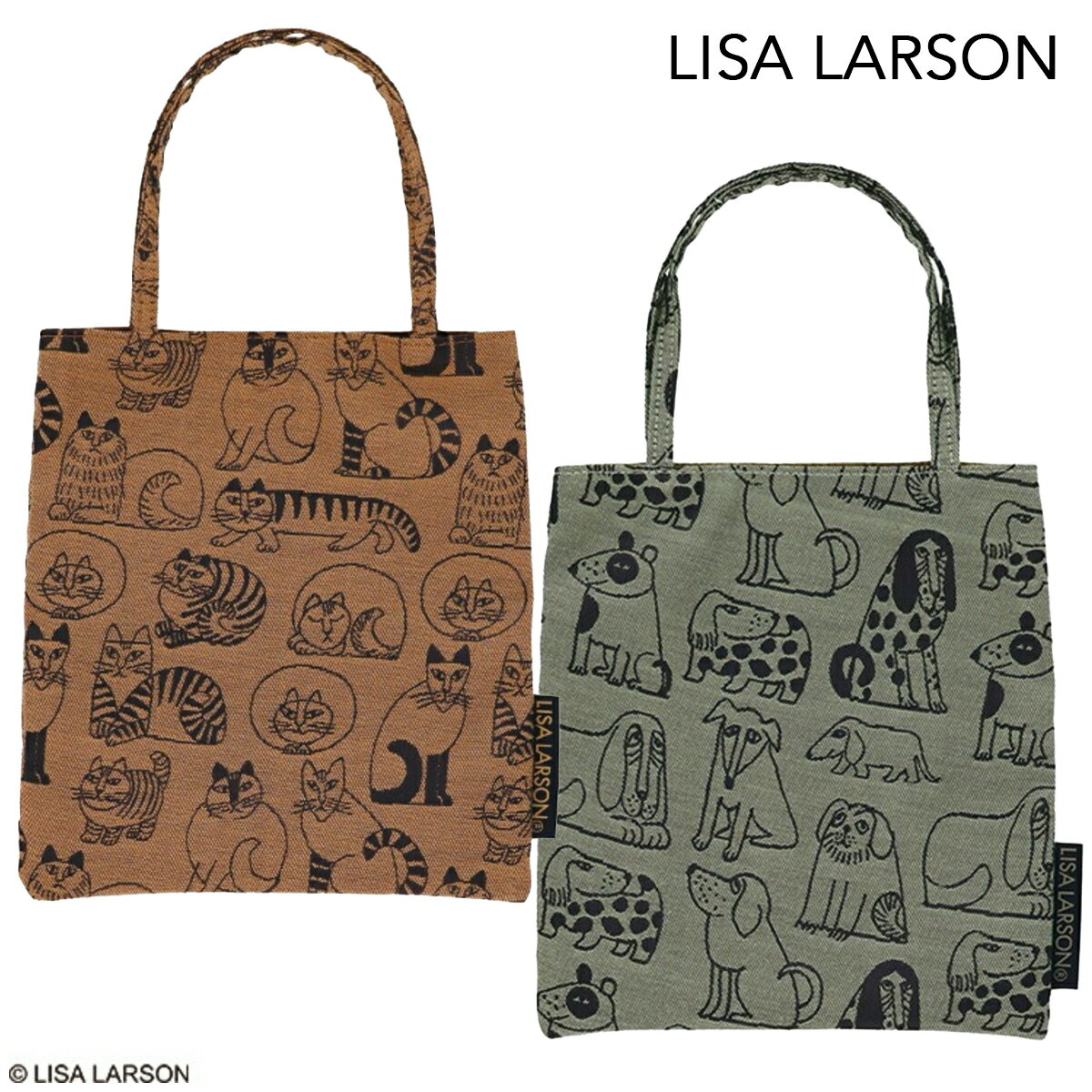 Rakuten - 1~7営業日出荷 【LISA LARSON】リサ・ラーソン ブラウンキャット グリーンドッグ ミニトートバッグ 北欧雑貨 正規取扱店