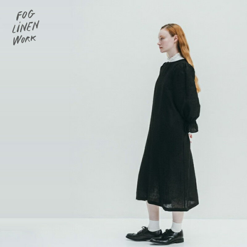 乐天商城 - 3営業日出荷 ニッキー ワンピース ブラック fog linen work フォグリネンワーク 正規取扱店 送料無料 母の日 誕生日プレゼント 春夏 黒 長袖 レディース