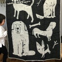 ラプアン カンクリ コイラプイスト ブランケット 90x130cm ウール100% 膝掛け マッティ・ピックヤムサ 北欧 雑貨 ハーフサイズ ドッグ柄 おうち時間 あたたかいブランケット フィンランド