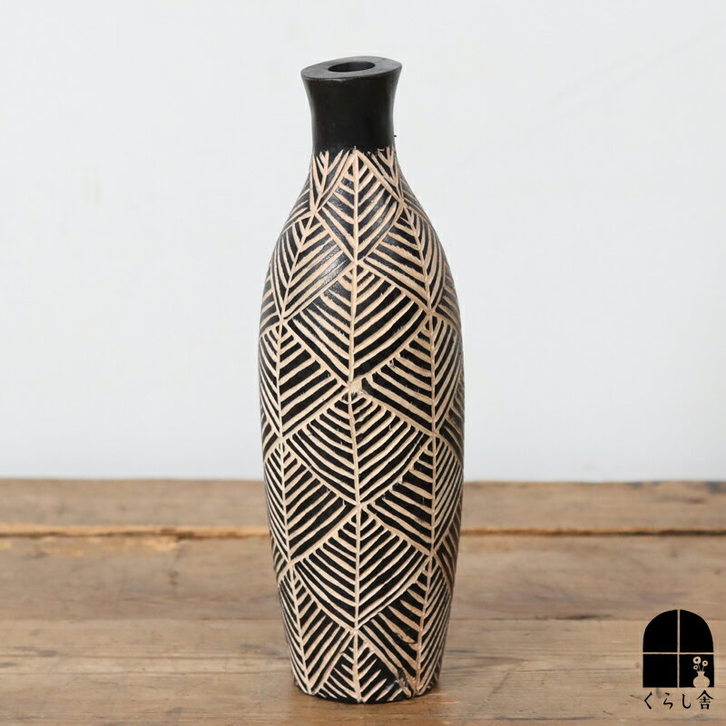 ブダレ木細工フラワーベース 大 リーフ 花瓶 木製 インテリア オブジェ花器 アンティーク 一輪挿し 花入れ アフリカン 雑貨 1点もの