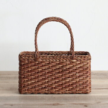 松野屋 あけび グニ手角型2本手 かごバッグ青森産 あけびつる かご 手作り 日本製 レトロあけびかご かご バック 浴衣 着物 似合う【送料無料】