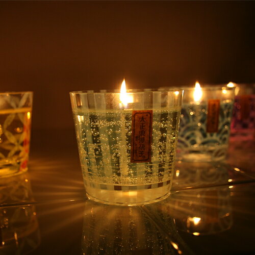 江戸キャンドル カラーキャンドル お茶 EDO candle 十草/若竹色 大正浪漫硝子 kou×伝統工芸 江戸ガラス 手拭ハンカチ 正規品 ◆和雑貨/アロマ/ギフト/ルームフレグランス/ゼリー/ジェル/Candle 3