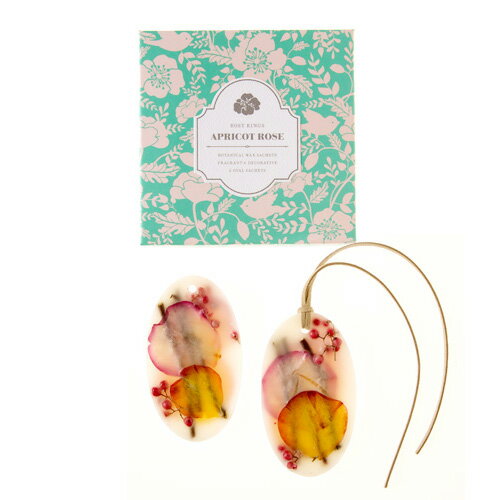 Rosy Rings ボタニカルワックスサシェ オーバル（2個セット） アプリコット＆ローズ Apricot Rose BOTANICAL SACHET OVAL ロージーリングス 正規品 ◆ホームフレグランス/芳香/アロマ/ソイワックス/ドライフルーツ/フラワー/オーナメント