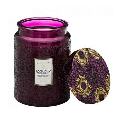 Voluspa ܥ륹 ݥ˥ 饹㡼ɥ L ƥϥå٥꡼ JAPONICA Glass jar candle SANTIAGO HUCKLEBERRY  ۡե쥰/˧/ޥɥ/