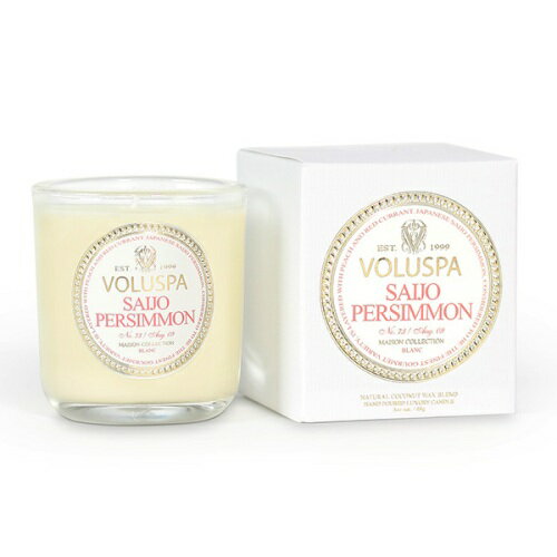 Voluspa ボルスパ メゾンブラン ミニグラスキャンドル サイジョーパーシモン MAISON BLANC Mini Glass Candle SAIJO PERSIMMON◆ホームフレグランス/芳香/アロマキャンドル/ロウソク