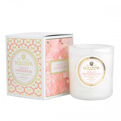 Voluspa ボルスパ メゾンブラン クラシックキャンドル サイジョーパーシモン MAISON BLANC CLASSIC CANDLE SAIJO PERSIMMON 正規品 ◆ろうそく/蝋燭/グラスキャンドル/トラベル/アウトドア/ルーム/1/f ゆらぎ/フレグランス/芳香/アロマ/プレゼント/癒し/リラックス/gift