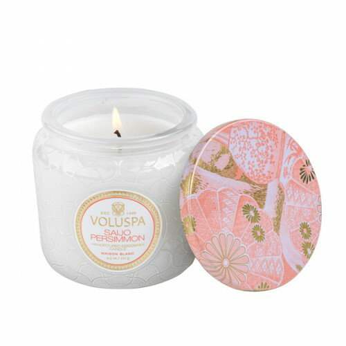 Voluspa ボルスパ メゾンブラン プティジャーキャンドル サイジョーパーシモン MAISON BLANC PETITE JAR CANDLE SAIJO PERSIMMON 正規品 ◆ろうそく/蝋燭/トラベル/アウトドア/ルーム/1/f ゆらぎ/フレグランス/芳香/アロマ/プレゼント/癒し/リラックス/fragrance/aroma/gift